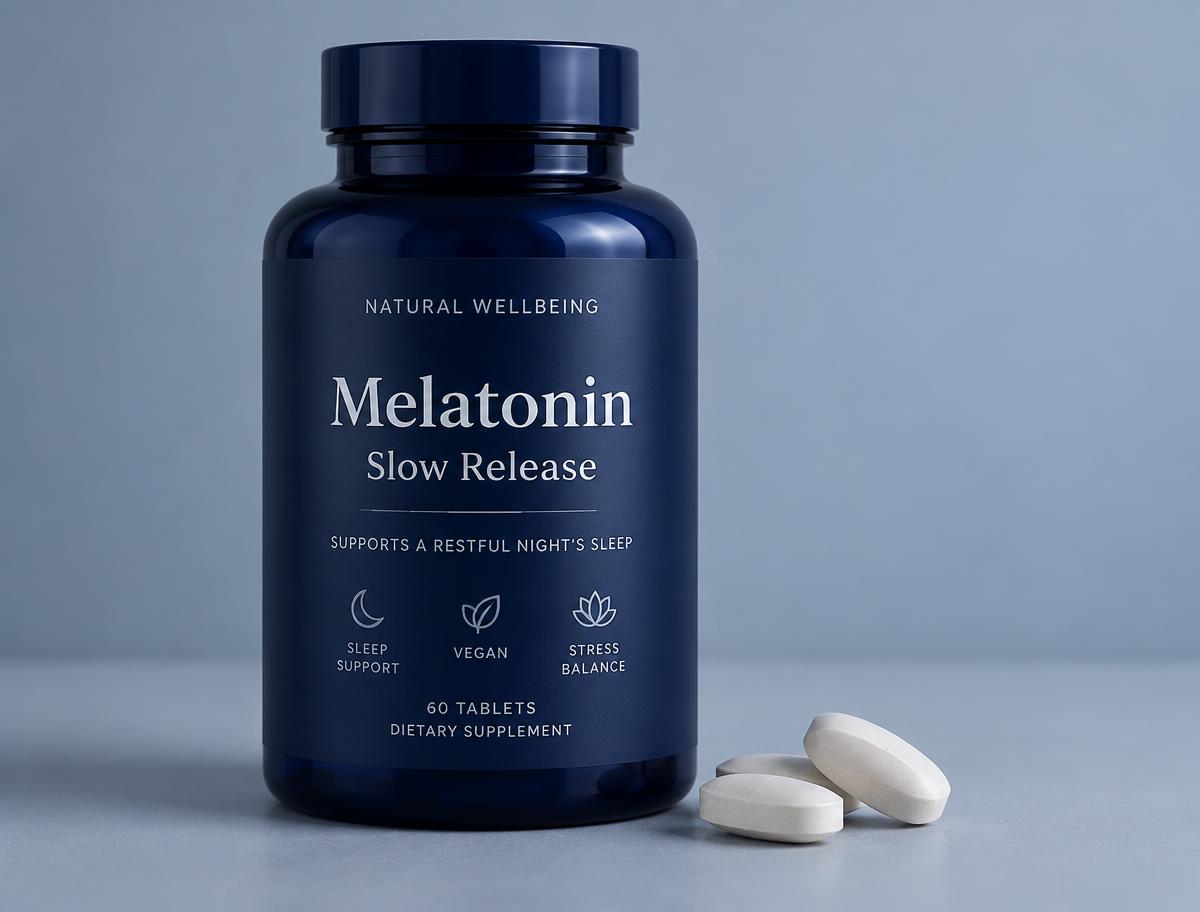 Melatonin tablets, capsules, gummies and a liquid dropper bottle together